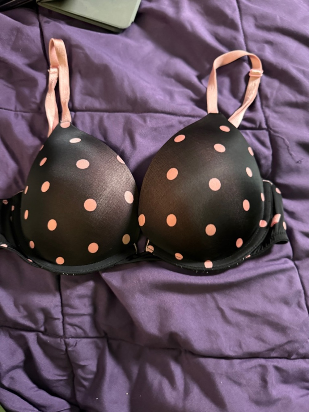Black and Pink Polka Dot Bra - Women Intimates